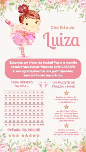 Chá Rifa Bailarina Editável: Crie seu Convite Online