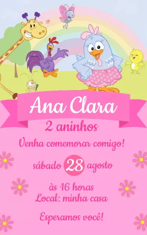 Convite Aniversário Galinha Pintadinha Candy para Editar Online