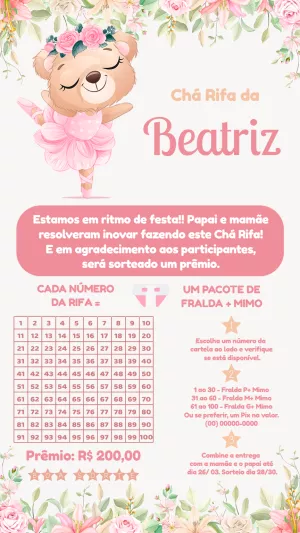 Chá Rifa Ursinha Bailarina Delicado para Editar Online