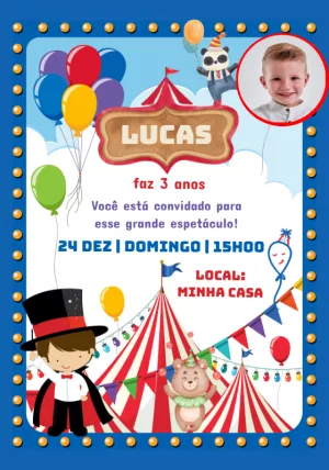 Invitation d'anniversaire Cirque – Statique – Baby Convites