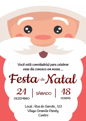 Convite de Natal Papai Noel Fofo para Editar Online