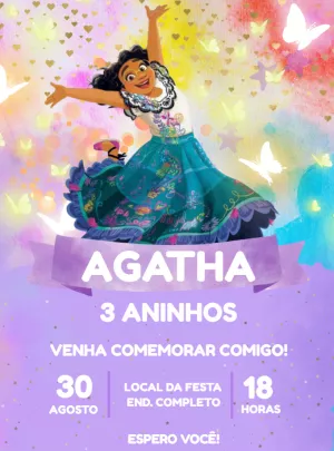 Convite Aniversário Mirabel Encanto Aquarela para Editar