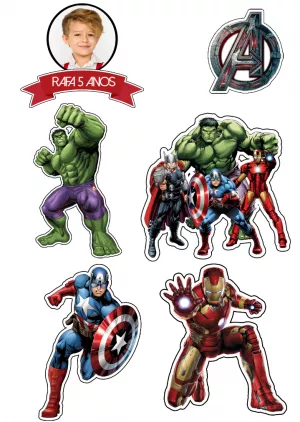 Topo de Bolo Vingadores para Aniversário para Editar Online