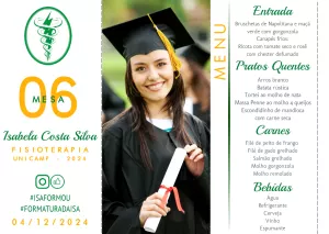 Menu de Formatura Fisioterapia com Foto para Editar Online