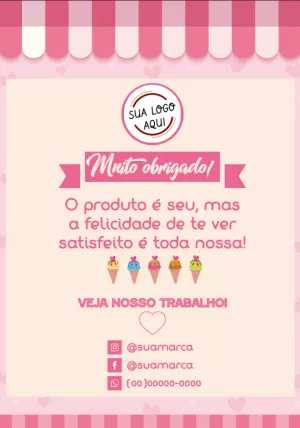 Cartão Obrigado pela Compra Sorveteria para Editar Online