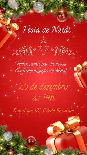 Convite de Natal Elegante com Presentes para Editar Online