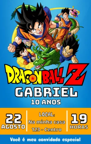 Convite de Aniversário Dragon Ball Z com Goku para Editar Online