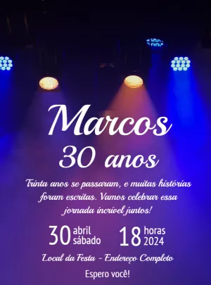 Convite de Aniversário Balada com Luzes de Festa para Editar