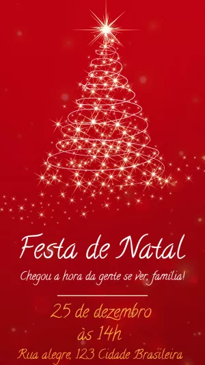 Convite Festa de Natal com Árvore de Luzes para Editar Online