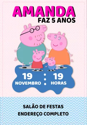 Convite de Aniversário Peppa Pig para Editar Online