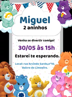 Convite Aniversário Ursinhos Carinhosos para Editar Online
