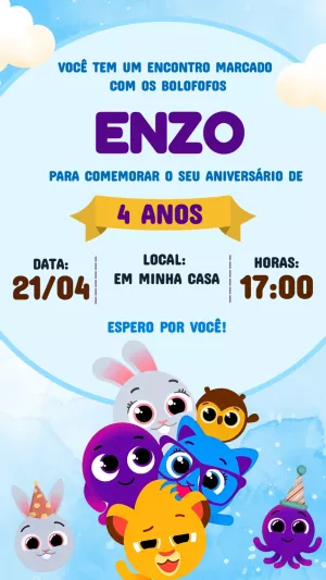 Invitación de cumpleaños Bolofofos – Estático – Laiane
