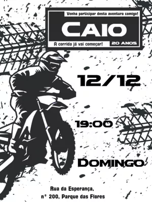Convite de Aniversário Motocross Radical para Editar Online