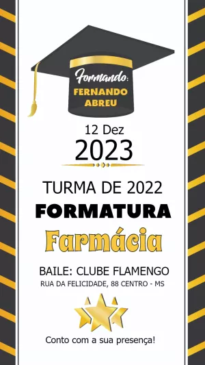Convite Formatura Farmácia Moderno para Editar Online