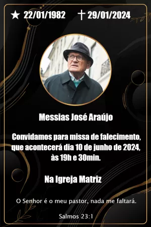 Convite de Missa de Falecimento com Foto para Editar