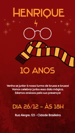 Convite de Aniversário Harry Potter Mágico para Editar Online