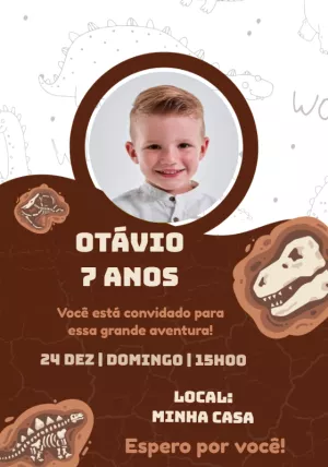 Invitación de cumpleaños Dinosaurio – Estático – Baby Convites