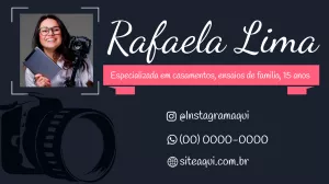 Cartão de Visita Fotógrafa Profissional para Editar Online