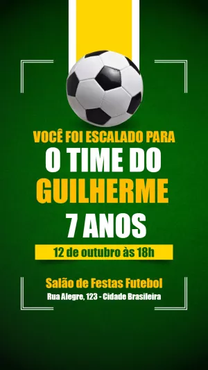 Convite de Aniversário Futebol Editável para Enviar Online