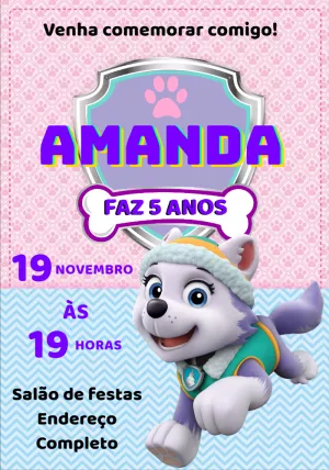 Invito di compleanno Paw Patrol – Statico – Montando a Sua Festa Oficial