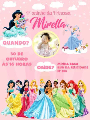 Invitación de cumpleaños Princesas – Estático – Pedro Henrique
