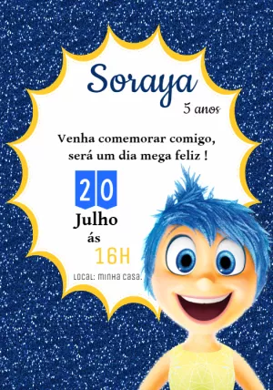 Convite Aniversário Divertida Mente para Editar Online