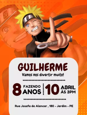 Convite de Aniversário Naruto para Editar Online
