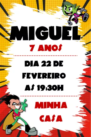 Convite de Aniversário Jovens Titans para Editar Online