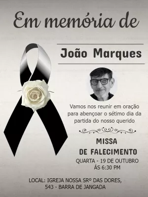 Convite Missa de Sétimo Dia com Foto para Editar Online