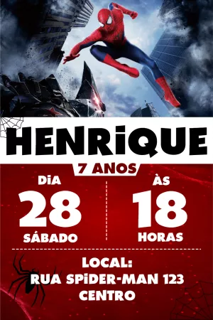 Convite de Aniversário Homem Aranha Editável Online