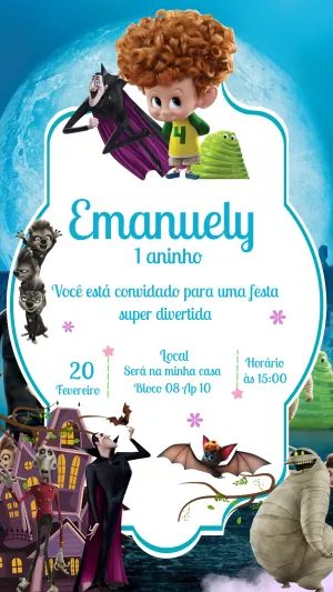 Convite de Aniversário Hotel Transilvânia para Editar Online