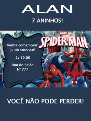 Convite Aniversário Homem-Aranha para Editar Online