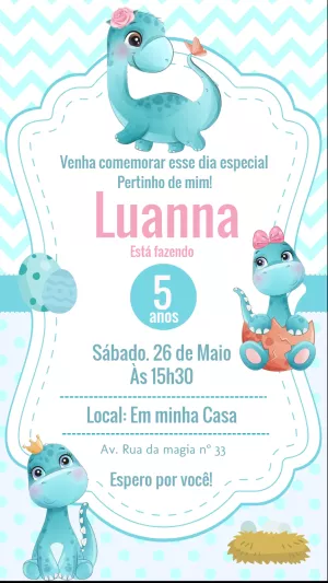 Invitación de cumpleaños Dinosaurio – Estático – Laiane