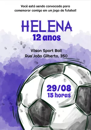 Convite de Aniversário Futebol com Bola para Editar Online