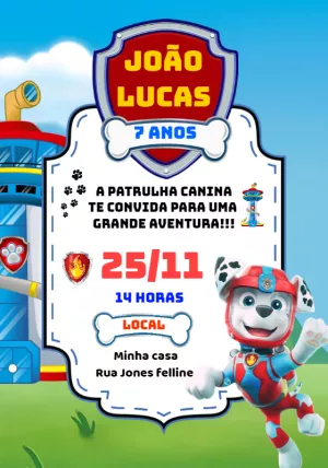Paw Patrol Birthday Invitation – Static – Baby Convites