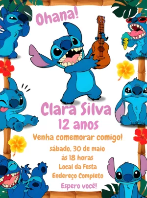 Invitación de cumpleaños Stitch – Estático – Jonathan Fiuza