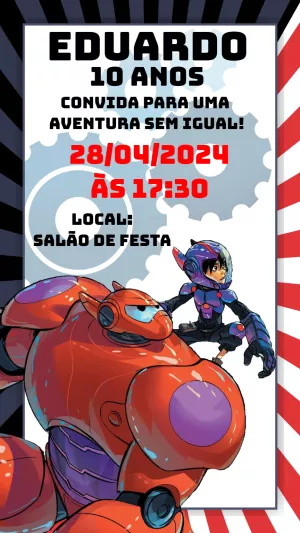 Convite de Aniversário Operação Big Hero para Editar Online