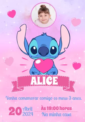 Invitación de cumpleaños Stitch – Estático – Convites e Artes Digitais