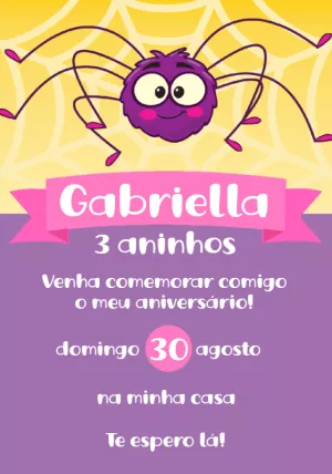 Convite de Aniversário Dona Aranha para Editar Online