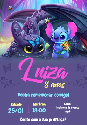 Invitación de cumpleaños Stitch – Estático – Convites digitais - Edite você mesmo