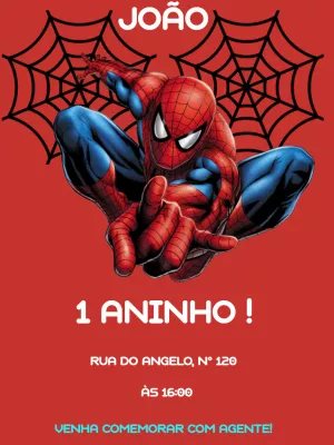Convite de Aniversário Homem Aranha para Editar Online