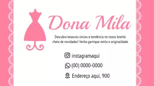 Cartão de Visita para Brechó Rosa e Delicado para Editar
