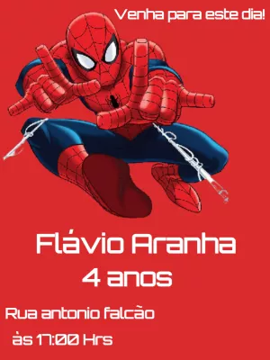 Convite de Aniversário Homem Aranha para Editar Online