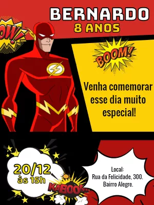 Convite de Aniversário The Flash para Editar Online