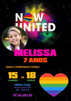 Convite de Aniversário Now United com Foto para Editar Online