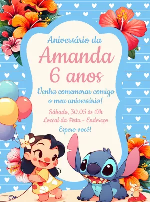 Invitación de cumpleaños Stitch – Estático – Renata Designer