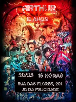 Convite de Aniversário Stranger Things Editável Online