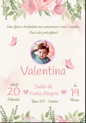 Convite Aniversário Jardim Encantado com Foto para Editar Online