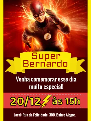 Convite de Aniversário The Flash para Editar Online Grátis