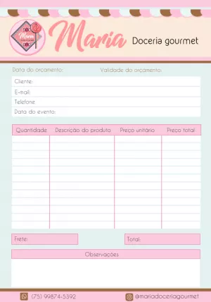 Comanda para Doceria Rosa Delicada para Editar Online